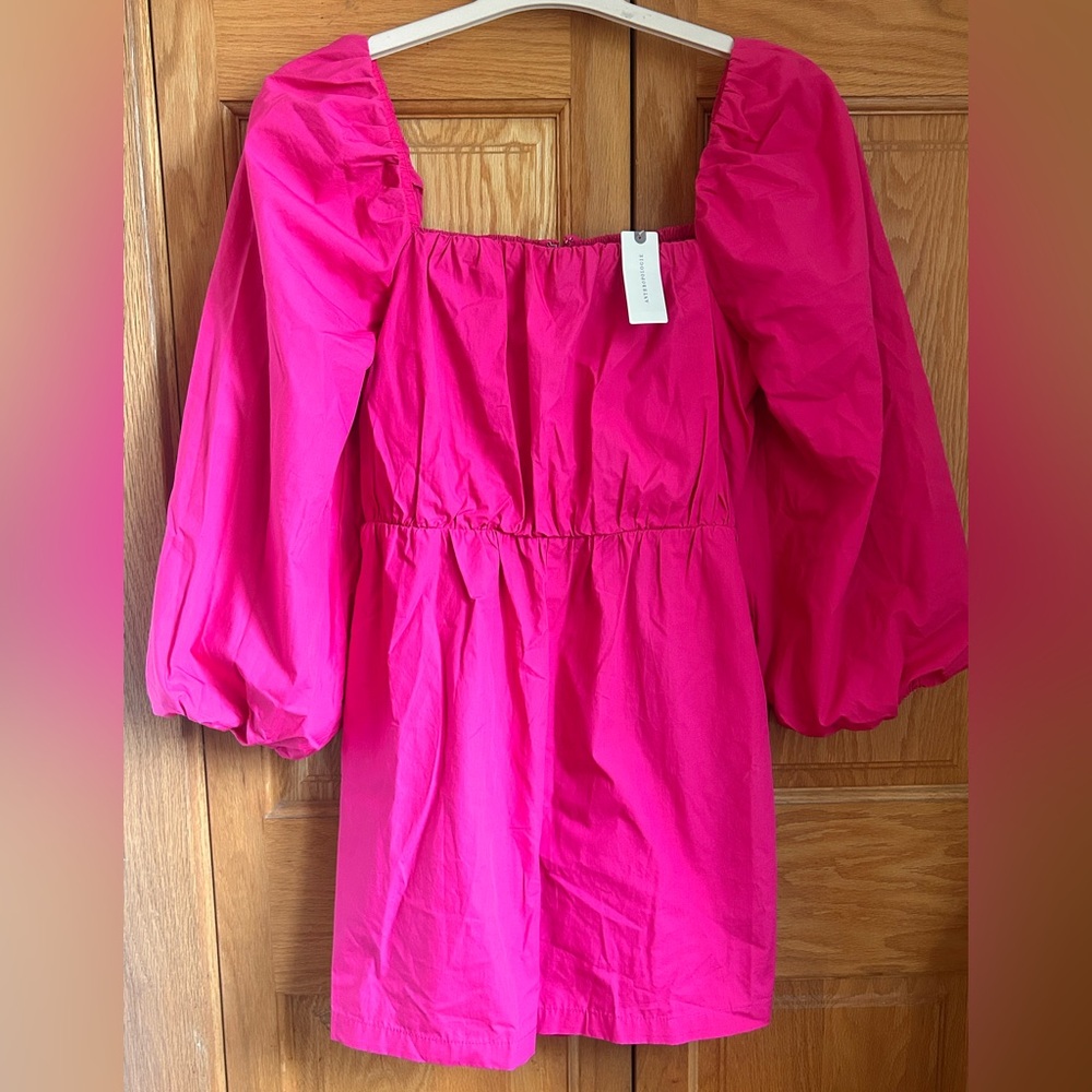 Anthropologie Pink Puff Sleeve Romper